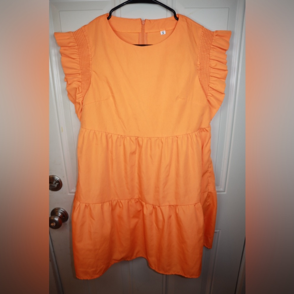 SHEIN Orange tiered dress SIZE SMALL